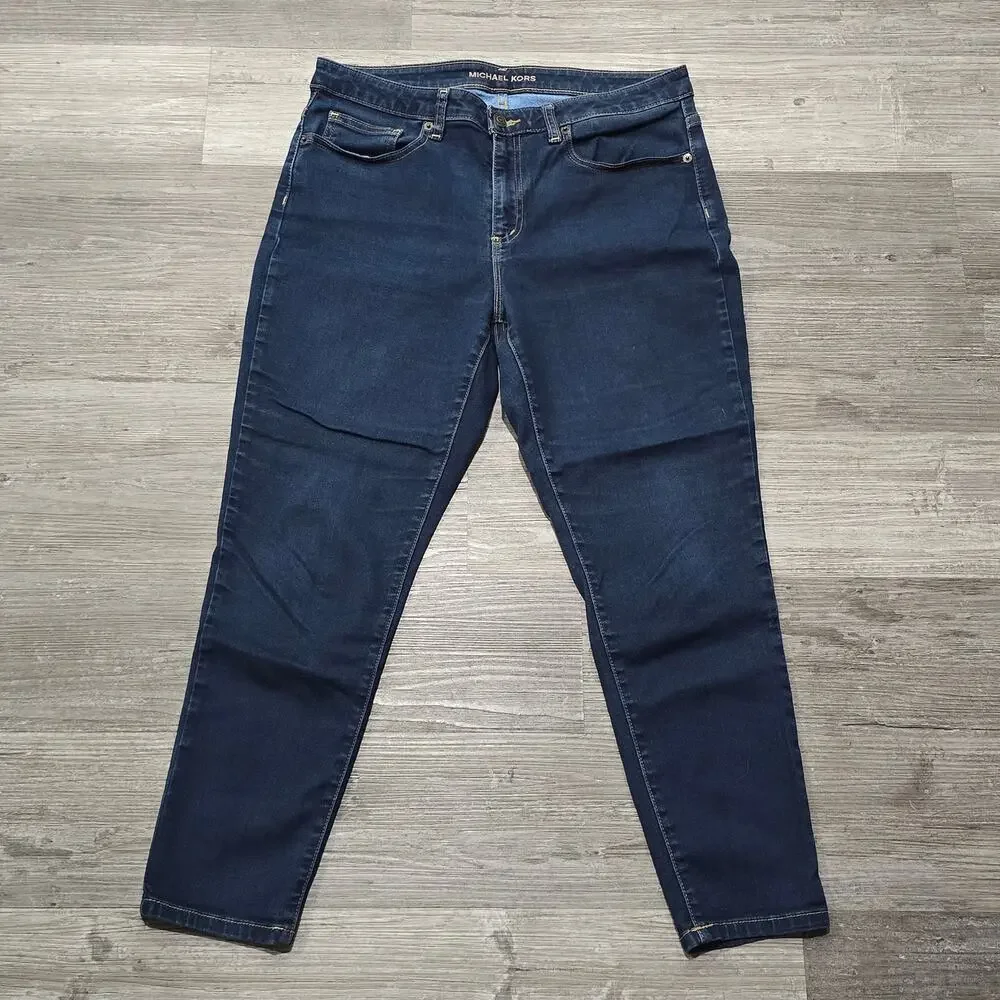 Michael Kors Blue Denim Izzy Cropped Skinny Jeans